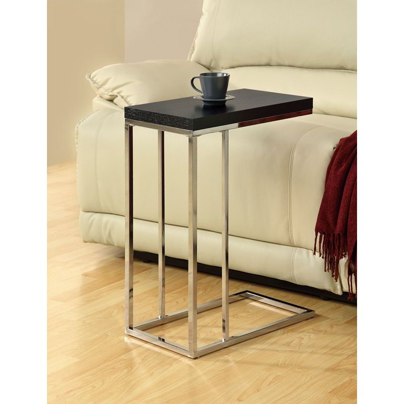 Monarch Specialties - Accent Table, C-Shaped, End, Side, Snack, Living Room, Bedroom, Metal, Laminate, Brown, Chrome, Contemporary, Modern - I-3007