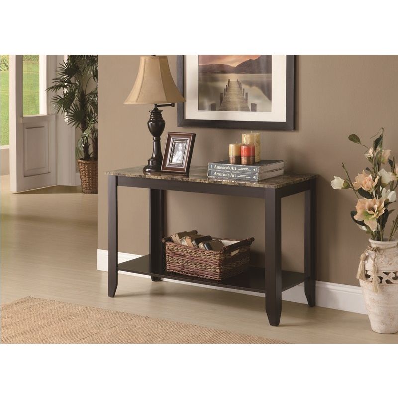 Monarch Specialties - Accent Table, Console, Entryway, Narrow, Sofa, Living Room, Bedroom, Laminate, Brown Marble Look, Transitional - I-7983S