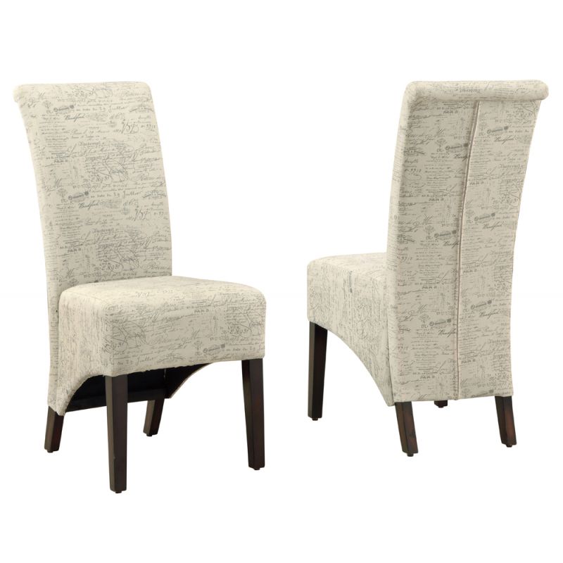Monarch Specialties - Dining Chair, (Set of 2) Side, Upholstered, Kitchen, Dining Room, Fabric, Wood Legs, Beige, Black, Transitional - I-1790FR