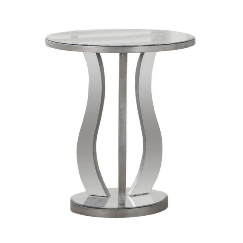 Monarch Specialties - Accent Table, Side, End, Nightstand, Lamp, Living Room, Bedroom, Mirror, Grey, Clear, Transitional - I-3726