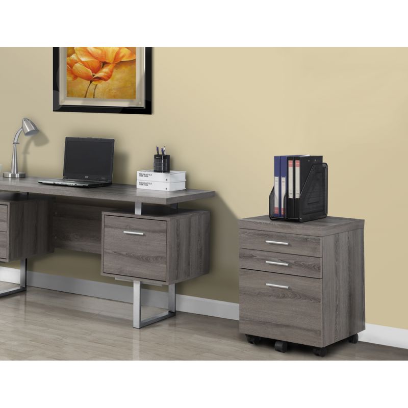Monarch Specialties - File Cabinet, Rolling Mobile, Storage Drawers, Printer Stand, Office, Work, Laminate, Brown, Contemporary, Modern - I-7049