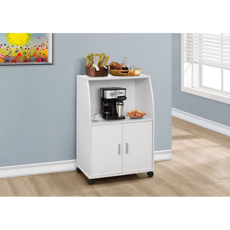 Monarch Specialties - Kitchen Cart, Rolling Mobile, Storage, Utility, Laminate, White, Contemporary, Modern - I-3139