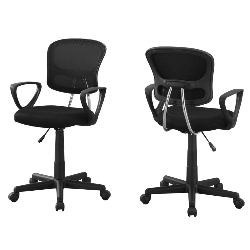 Monarch Specialties - Office Chair, Adjustable Height, Swivel, Ergonomic, Armrests, Computer Desk, Work, Juvenile, Metal, Mesh, Black, Contemporary, Modern - I-7260