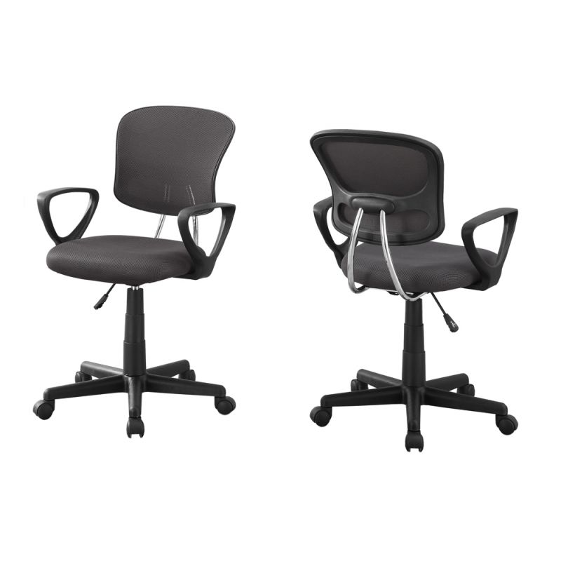 Monarch Specialties - Office Chair, Adjustable Height, Swivel, Ergonomic, Armrests, Computer Desk, Work, Juvenile, Metal, Mesh, Grey, Black, Contemporary, Modern - I-7262