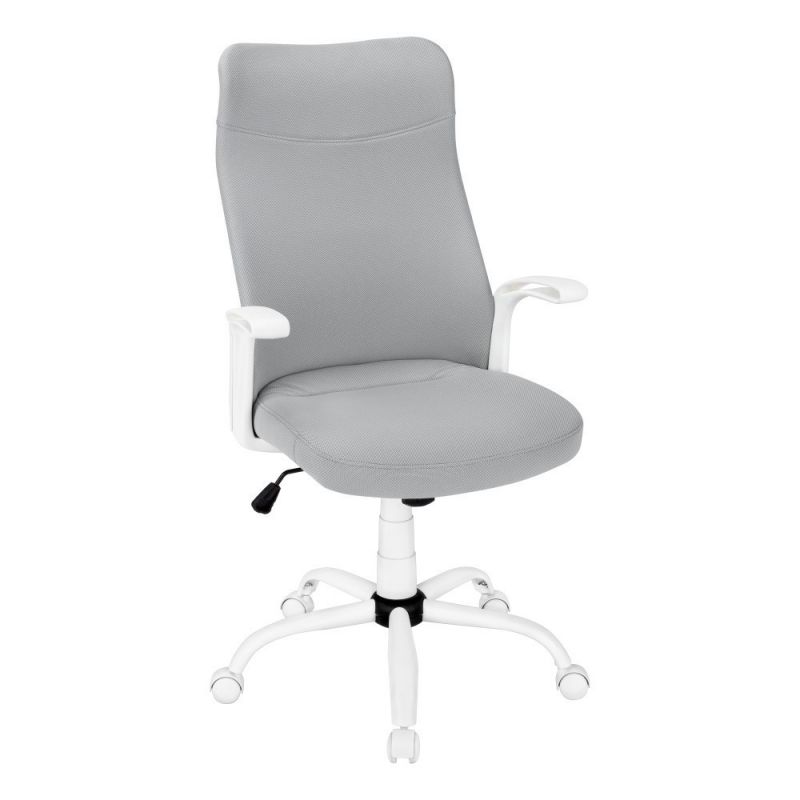 Monarch Specialties - Office Chair, Adjustable Height, Swivel, Ergonomic, Armrests, Computer Desk, Work, Metal, Mesh, White, Grey, Contemporary, Modern - I-7324