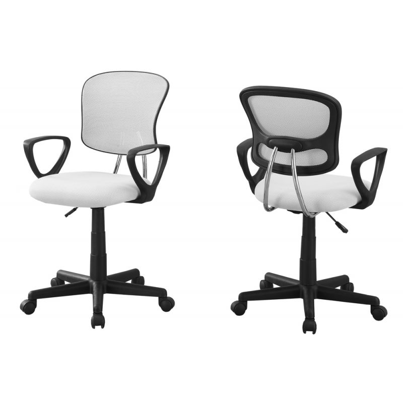 Monarch Specialties - Office Chair, Adjustable Height, Swivel, Ergonomic, Armrests, Computer Desk, Work, Juvenile, Metal, Mesh, White, Black, Contemporary, Modern - I-7261