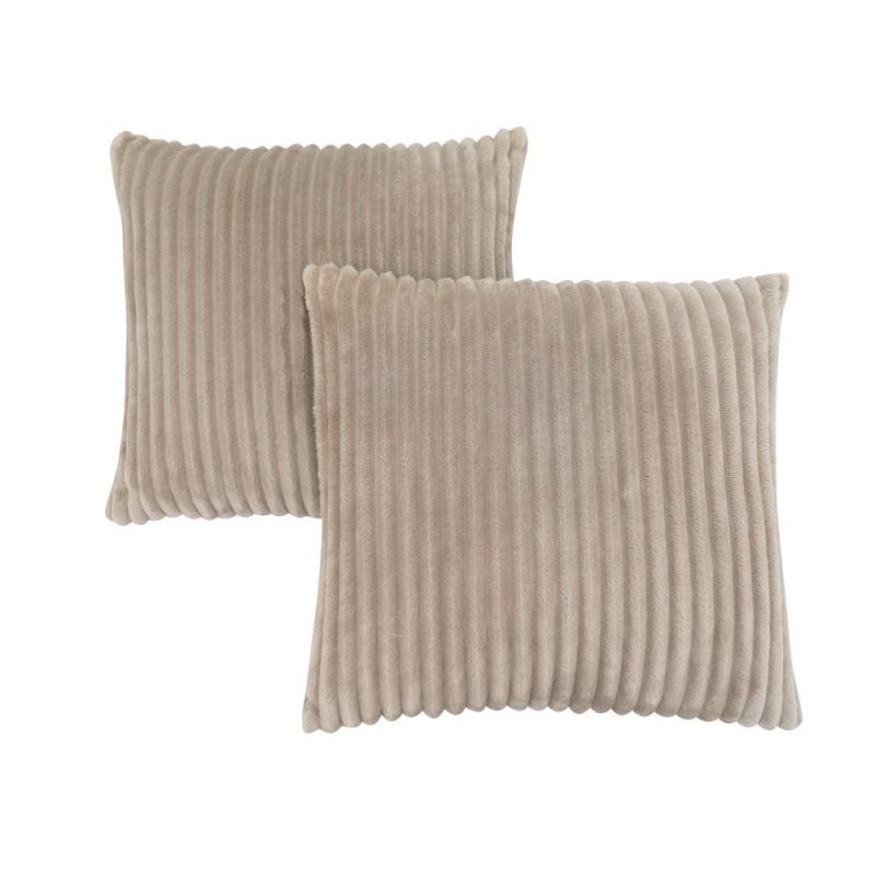 Monarch Specialties - Pillows, (Set of 2) 18 X 18 Square, Insert Included, Decorative Throw, Accent, Sofa, Couch, Bedroom, Polyester, Hypoallergenic, Beige, Modern - I-9355