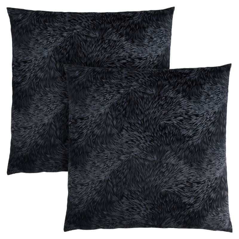 Monarch Specialties - Pillows, (Set of 2) 18 X 18 Square, Insert Included, Decorative Throw, Accent, Sofa, Couch, Bedroom, Polyester, Hypoallergenic, Black, Modern - I-9333