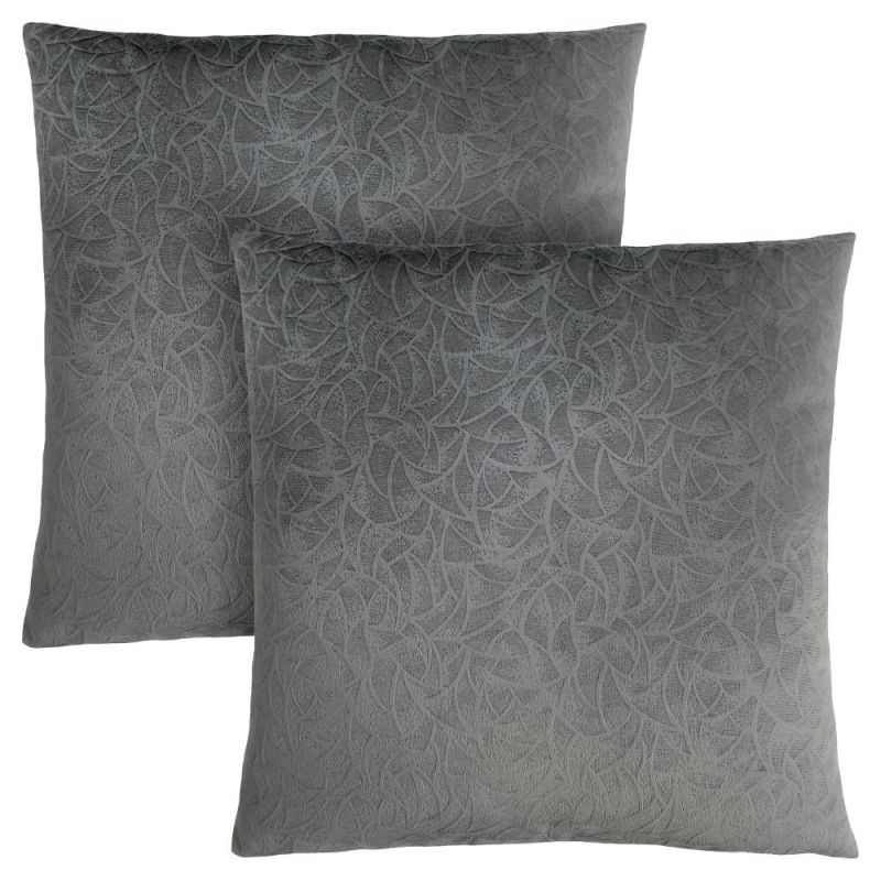 Monarch Specialties - Pillows, (Set of 2) 18 X 18 Square, Insert Included, Decorative Throw, Accent, Sofa, Couch, Bedroom, Polyester, Hypoallergenic, Grey, Modern - I-9259