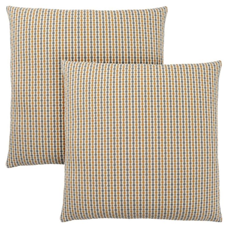 Monarch Specialties - Pillows, (Set of 2) 18 X 18 Square, Insert Included, Decorative Throw, Accent, Sofa, Couch, Bedroom, Polyester, Hypoallergenic, Gold, Grey, Modern - I-9235