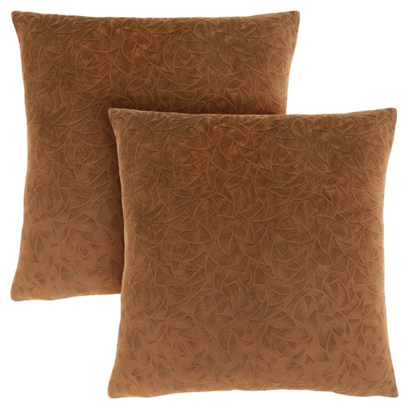 Monarch Specialties - Pillows, (Set of 2) 18 X 18 Square, Insert Included, Decorative Throw, Accent, Sofa, Couch, Bedroom, Polyester, Hypoallergenic, Brown, Modern - I-9269