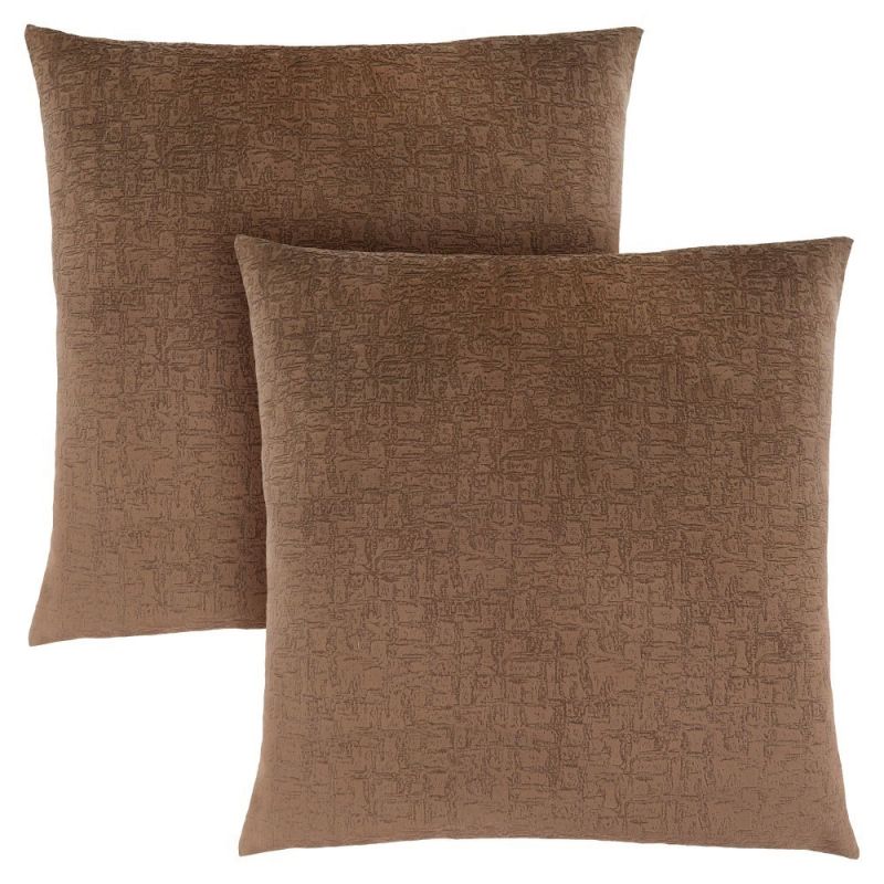Monarch Specialties - Pillows, (Set of 2) 18 X 18 Square, Insert Included, Decorative Throw, Accent, Sofa, Couch, Bedroom, Polyester, Hypoallergenic, Brown, Modern - I-9277
