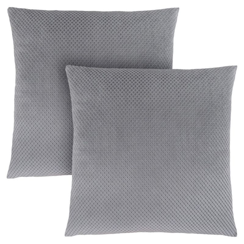 Monarch Specialties - Pillows, (Set of 2) 18 X 18 Square, Insert Included, Decorative Throw, Accent, Sofa, Couch, Bedroom, Polyester, Hypoallergenic, Grey, Modern - I-9307