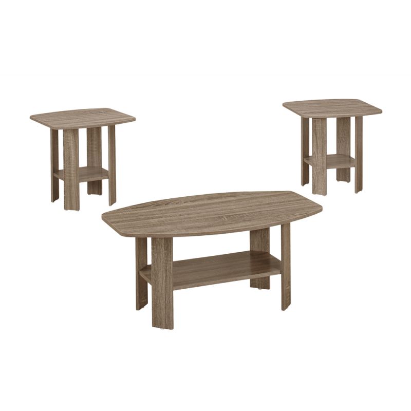 Monarch Specialties - Table Set, 3Pcs Set, Coffee, End, Side, Accent, Living Room, Laminate, Brown, Transitional - I-7927P