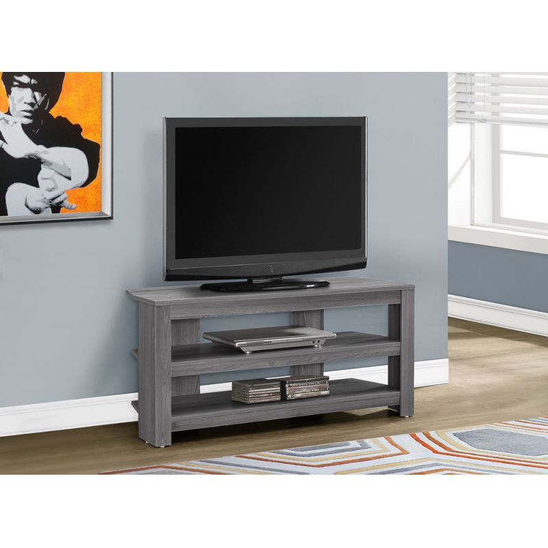 Monarch Specialties - Tv Stand, 42 Inch, Console, Media Entertainment Center, Storage Shelves, Living Room, Bedroom, Laminate, Grey, Contemporary, Modern - I-2566
