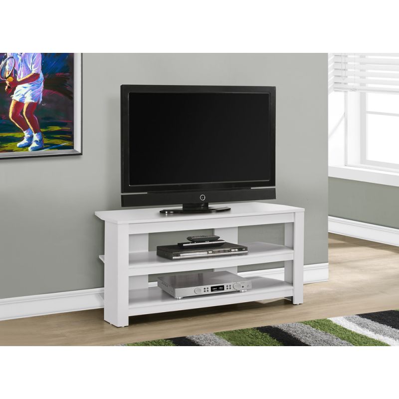 Monarch Specialties - Tv Stand, 42 Inch, Console, Media Entertainment Center, Storage Shelves, Living Room, Bedroom, Laminate, White, Contemporary, Modern - I-2567