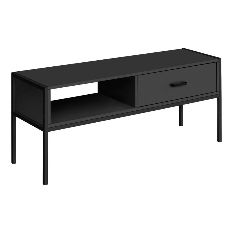 Monarch Specialties - Tv Stand, 48 Inch, Console, Media Entertainment Center, Storage Drawer, Living Room, Bedroom, Laminate, Metal, Black, Contemporary, Modern - I-2874