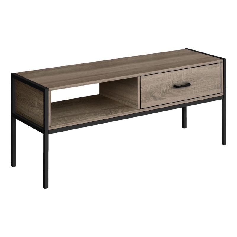 Monarch Specialties - Tv Stand, 48 Inch, Console, Media Entertainment Center, Storage Drawer, Living Room, Bedroom, Laminate, Metal, Brown, Black, Contemporary, Modern - I-2876