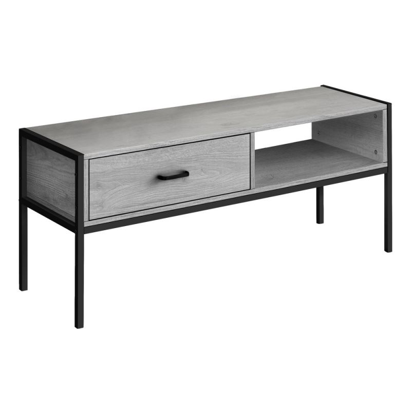Monarch Specialties - Tv Stand, 48 Inch, Console, Media Entertainment Center, Storage Drawer, Living Room, Bedroom, Laminate, Metal, Grey, Black, Contemporary, Modern - I-2875