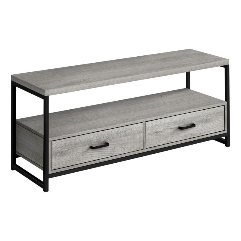 Monarch Specialties - Tv Stand, 48 Inch, Console, Media Entertainment Center, Storage Drawers, Living Room, Bedroom, Laminate, Metal, Grey, Black, Contemporary, Modern - I-2871