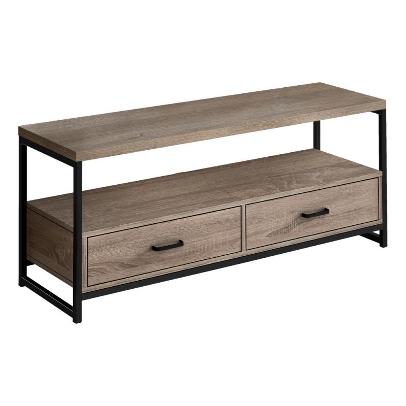Monarch Specialties - Tv Stand, 48 Inch, Console, Media Entertainment Center, Storage Drawers, Living Room, Bedroom, Laminate, Metal, Brown, Black, Contemporary, Modern - I-2872