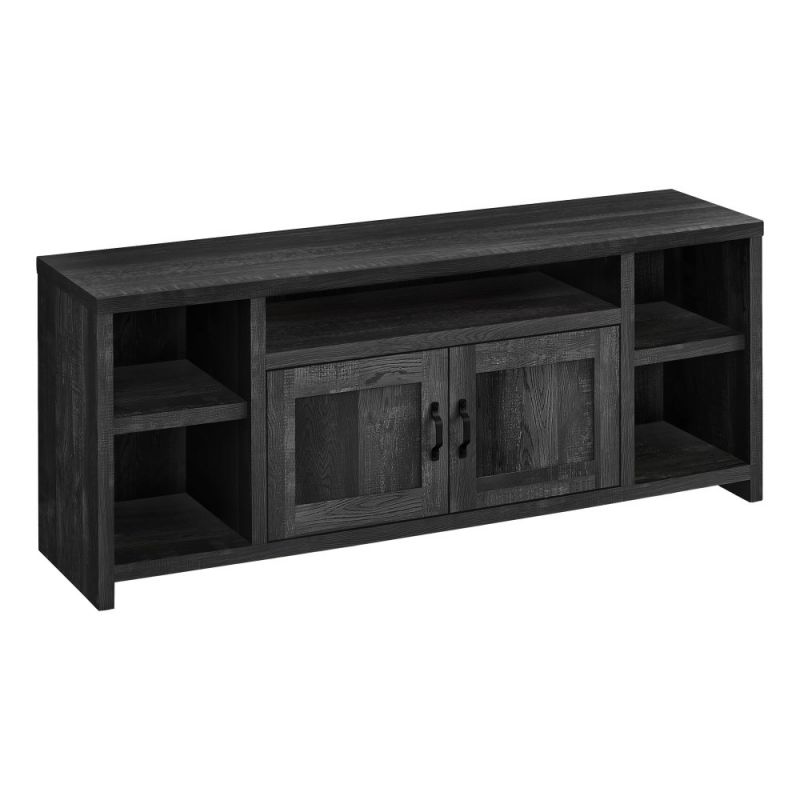 Monarch Specialties - Tv Stand, 60 Inch, Console, Media Entertainment Center, Storage Cabinet, Living Room, Bedroom, Laminate, Black, Transitional - I-2743