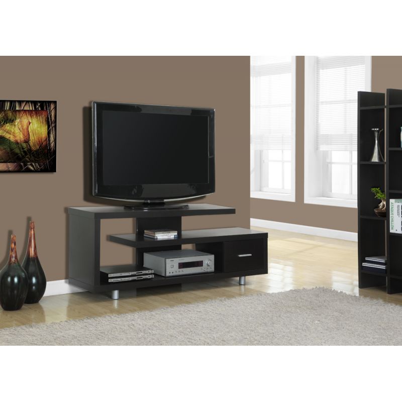 Monarch Specialties - Tv Stand, 60 Inch, Console, Media Entertainment Center, Storage Cabinet, Living Room, Bedroom, Laminate, Brown, Contemporary, Modern - I-2572
