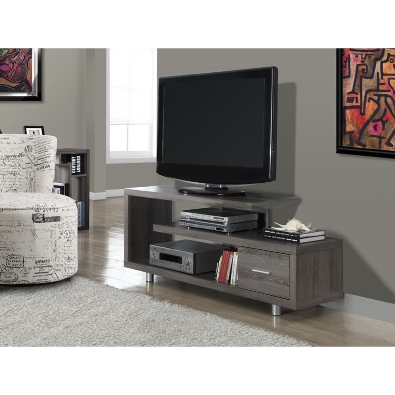 Monarch Specialties - Tv Stand, 60 Inch, Console, Media Entertainment Center, Storage Cabinet, Living Room, Bedroom, Laminate, Brown, Contemporary, Modern - I-2574
