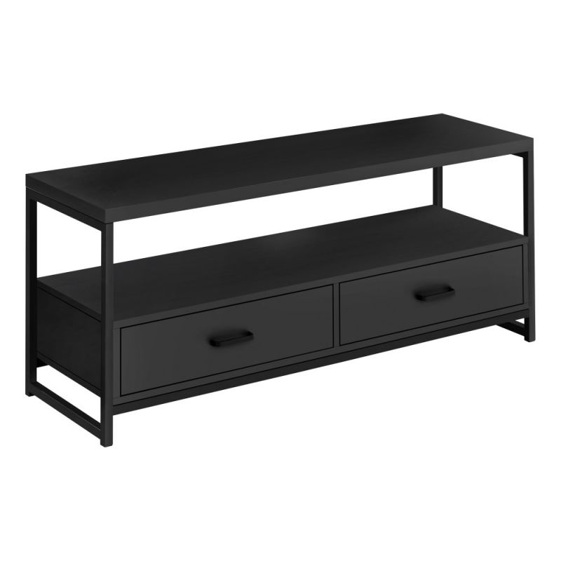 Monarch Specialties - Tv Stand, 48 Inch, Console, Media Entertainment Center, Storage Drawers, Living Room, Bedroom, Laminate, Metal, Black, Contemporary, Modern - I-2870