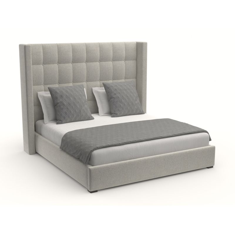 Nativa Interiors - Aylet Box Tufted Upholstered Medium Queen Grey Bed - BED-AYLET-BOX-MID-QN-PF-GREY