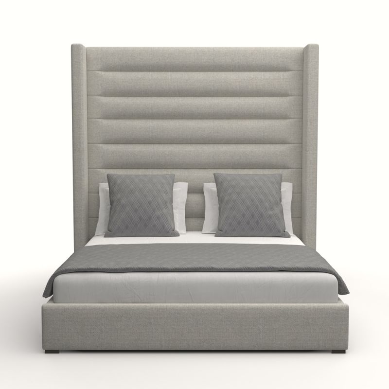 Nativa Interiors - Aylet Horizontal Channel Tufted Upholstered High California King Grey Bed - BED-AYLET-HC-HI-CA-PF-GREY
