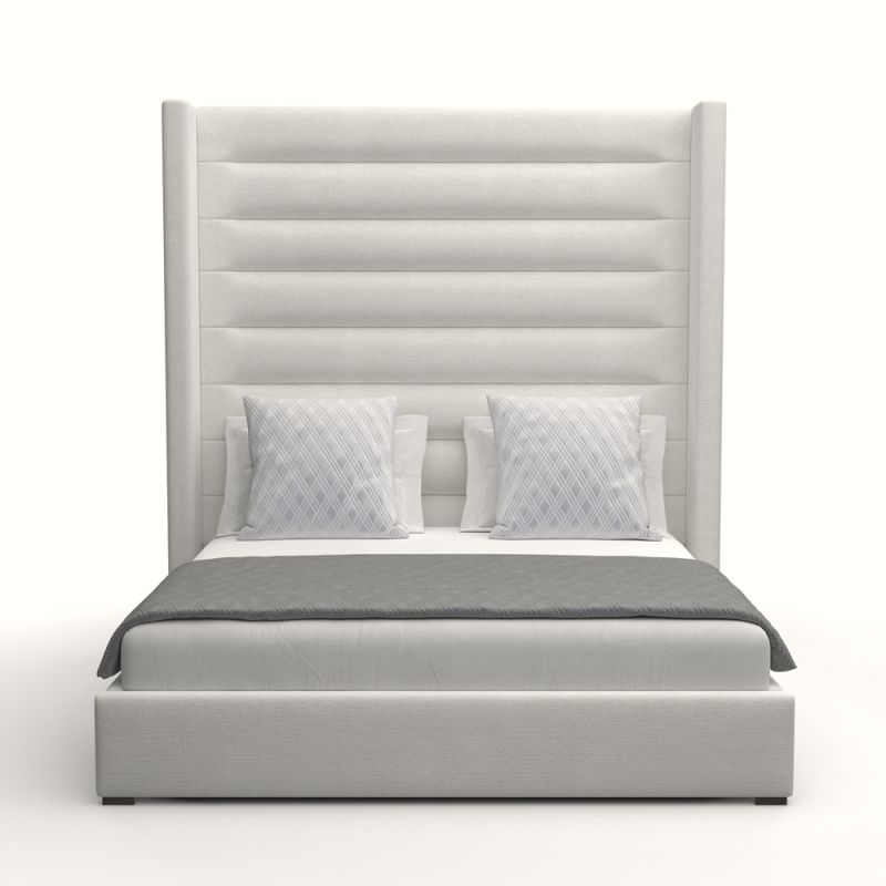 Nativa Interiors - Aylet Horizontal Channel Tufted Upholstered High King Off White Bed - BED-AYLET-HC-HI-KN-PF-WHITE