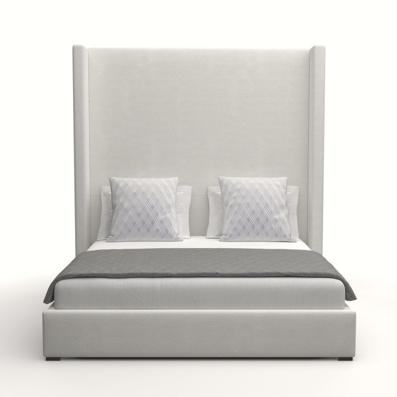 Nativa Interiors - Aylet Plain Upholstered High King Off White Bed - BED-AYLET-PL-HI-KN-PF-WHITE