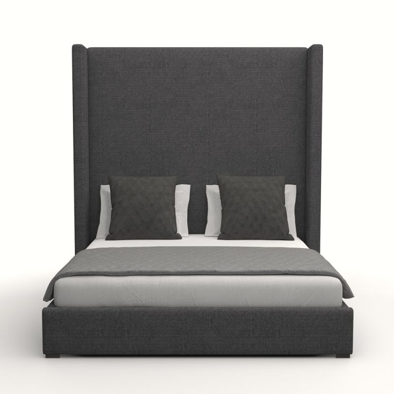Nativa Interiors - Aylet Plain Upholstered High Queen Charcoal Bed - BED-AYLET-PL-HI-QN-PF-CHARCOAL