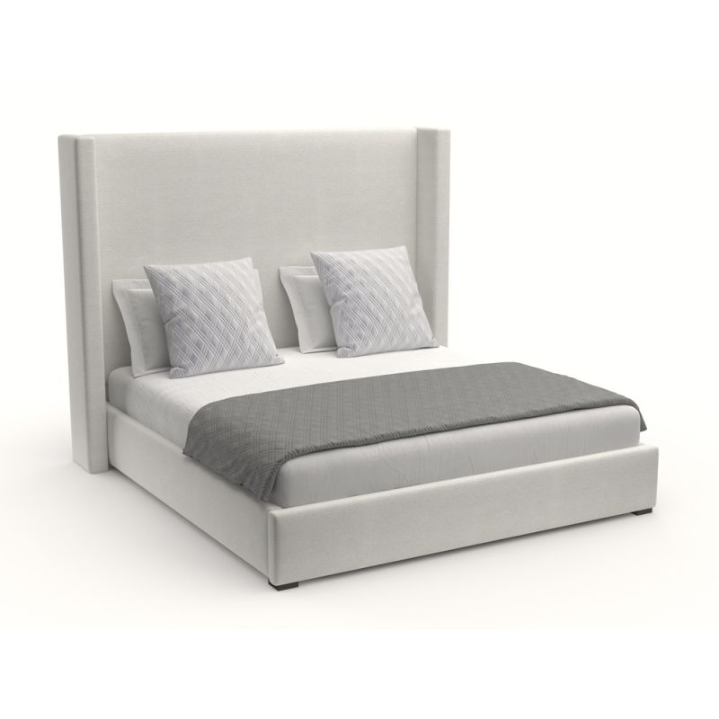 Nativa Interiors - Aylet Plain Upholstered Medium Queen Off White Bed - BED-AYLET-PL-MID-QN-PF-WHITE