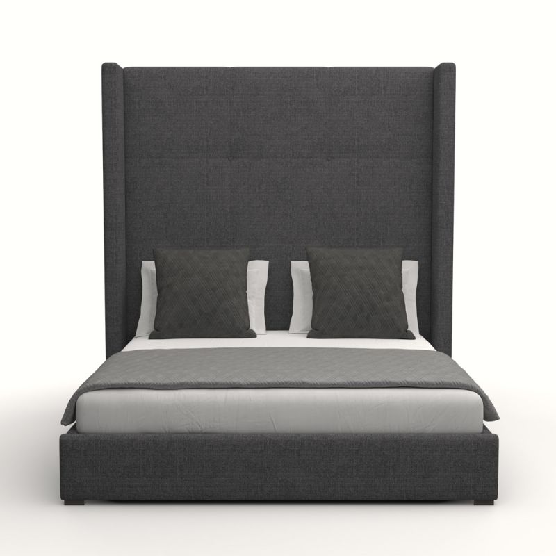 Nativa Interiors - Aylet Simple Tufted Upholstered High California King Charcoal Bed - BED-AYLET-ST-HI-CA-PF-CHARCOAL
