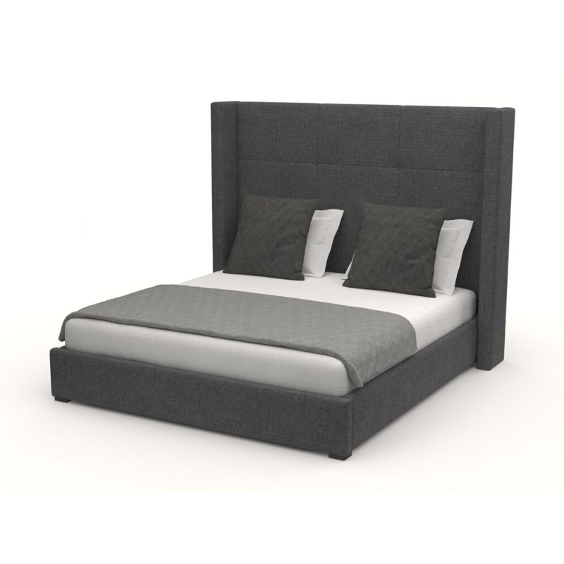 Nativa Interiors - Aylet Simple Tufted Upholstered Medium California King Charcoal Bed - BED-AYLET-ST-MID-CA-PF-CHARCOAL