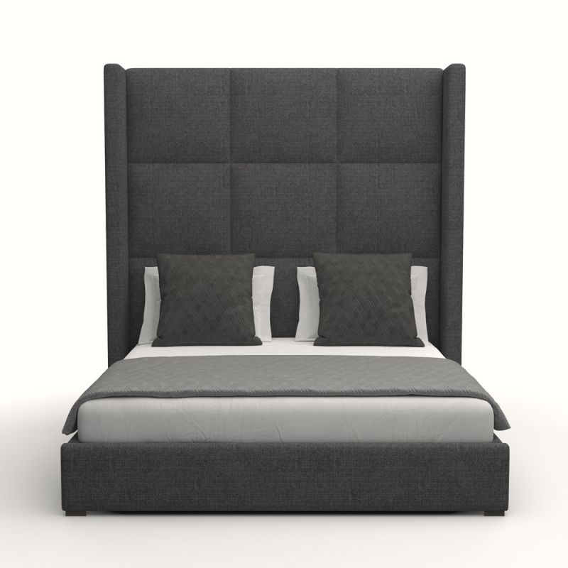 Nativa Interiors - Aylet Square Tufted Upholstered High California King Charcoal Bed - BED-AYLET-SQ-HI-CA-PF-CHARCOAL