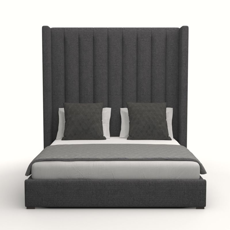 Nativa Interiors - Aylet Vertical Channel Tufted Upholstered High California King Charcoal Bed - BED-AYLET-VC-HI-CA-PF-CHARCOAL