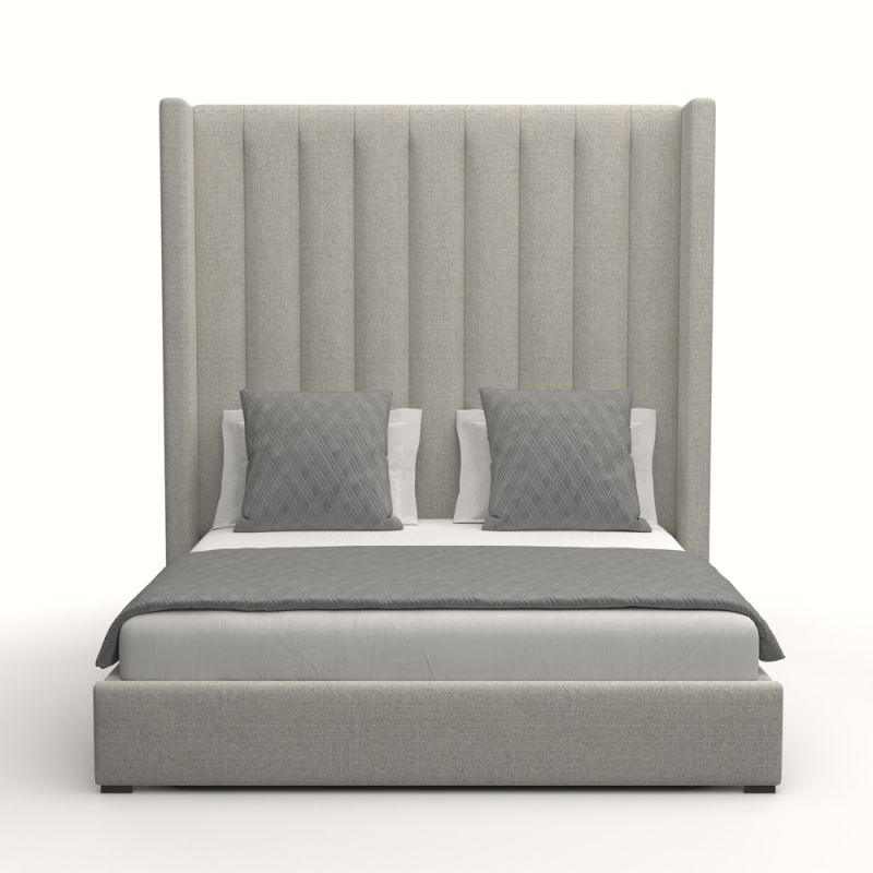 Nativa Interiors - Aylet Vertical Channel Tufted Upholstered High California King Grey Bed - BED-AYLET-VC-HI-CA-PF-GREY