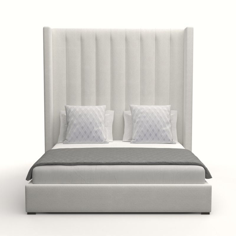 Nativa Interiors - Aylet Vertical Channel Tufted Upholstered High California King Off White Bed - BED-AYLET-VC-HI-CA-PF-WHITE
