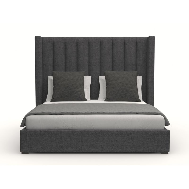 Nativa Interiors - Aylet Vertical Channel Tufted Upholstered Medium Charcoal California King Bed - BED-AYLET-VC-MID-CA-PF-CHARCOAL