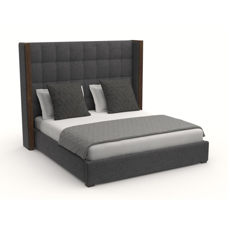 Nativa Interiors - Irenne Box Tufted Upholstered Medium California King Charcoal Bed - BED-IRENNE-BOX-MID-CA-PF-CHARCOAL