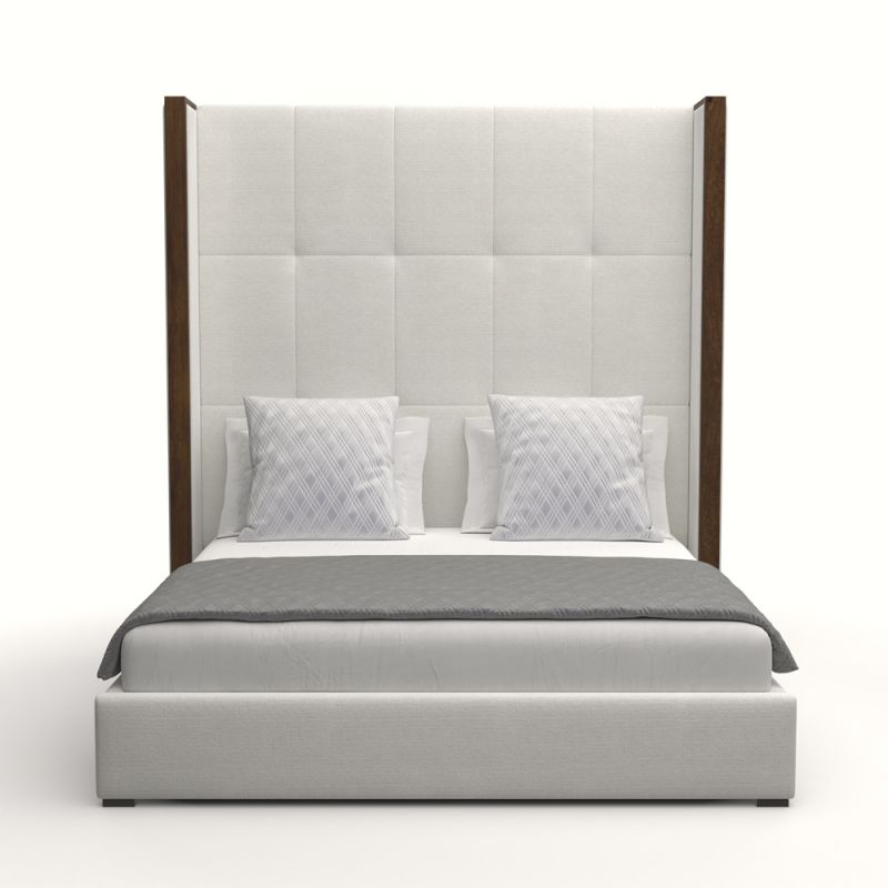 Nativa Interiors - Irenne Button Tufted Upholstered High Height California King Off White Bed - BED-IRENNE-BTN-HI-CA-PF-WHITE