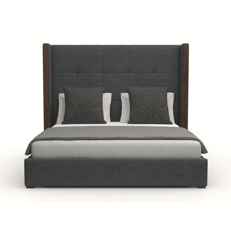 Nativa Interiors - Irenne Button Tufted Upholstered Medium California King Charcoal Bed - BED-IRENNE-BTN-MID-CA-PF-CHARCOAL