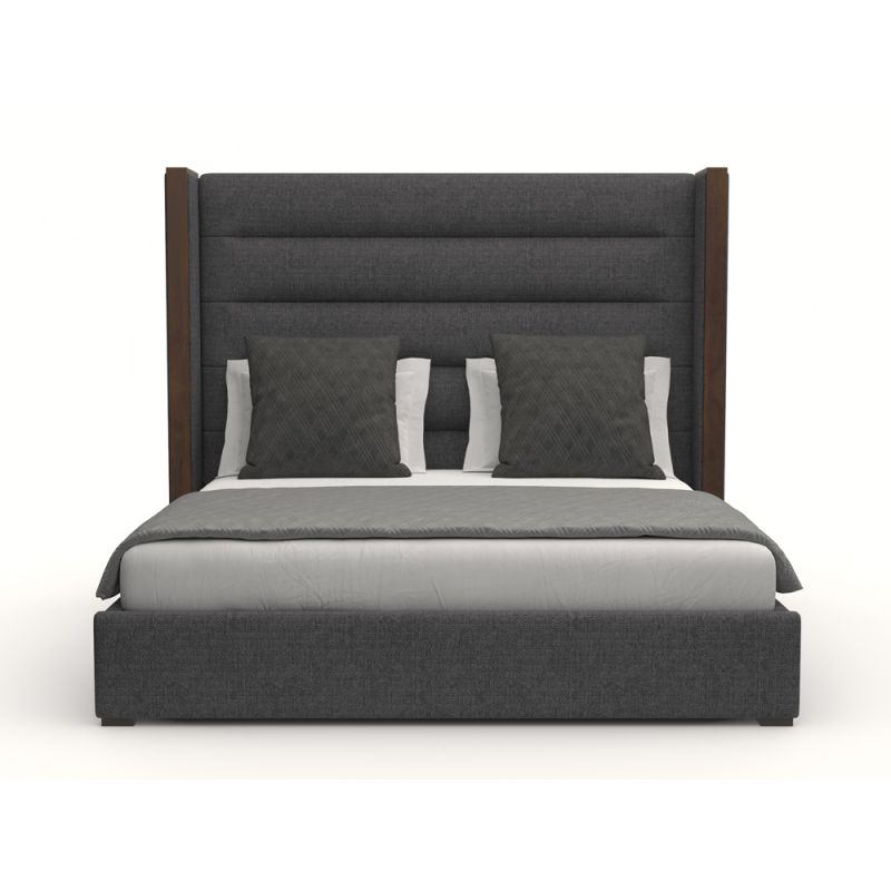 Nativa Interiors - Irenne Horizontal Channel Tufted Upholstered Medium King Charcoal Bed - BED-IRENNE-HC-MID-KN-PF-CHARCOAL