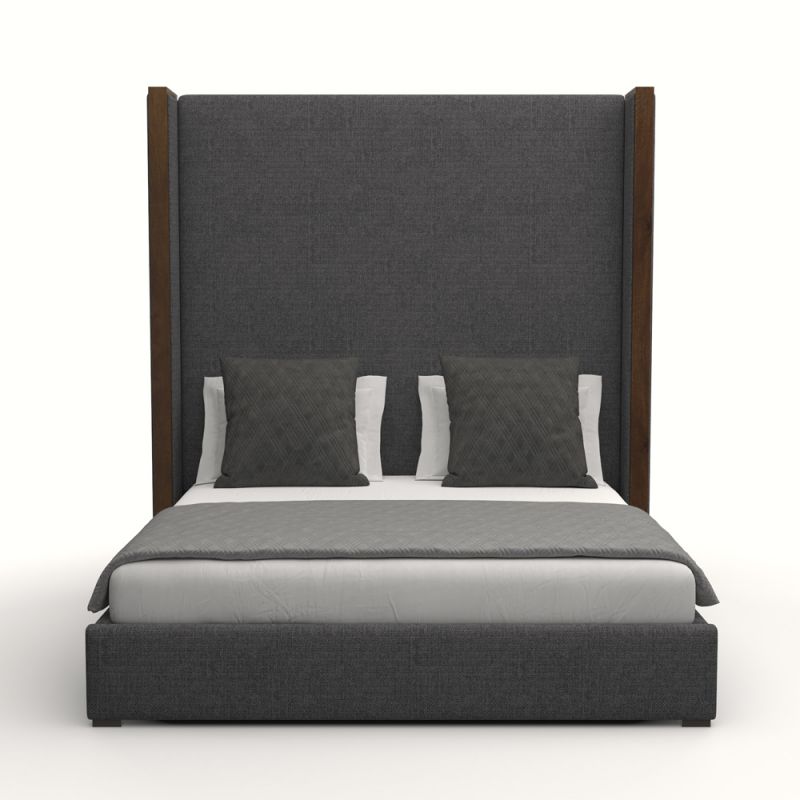 Nativa Interiors - Irenne Plain Upholstered High California King Charcoal Bed - BED-IRENNE-PL-HI-CA-PF-CHARCOAL