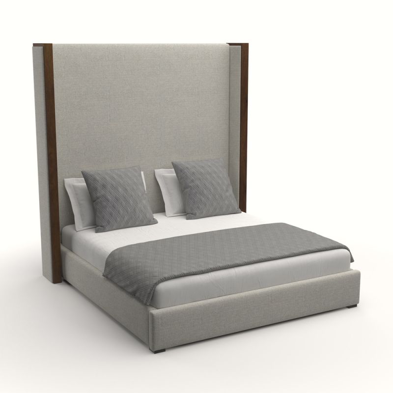 Nativa Interiors - Irenne Plain Upholstered High Height California King Grey Bed - BED-IRENNE-PL-HI-CA-PF-GREY