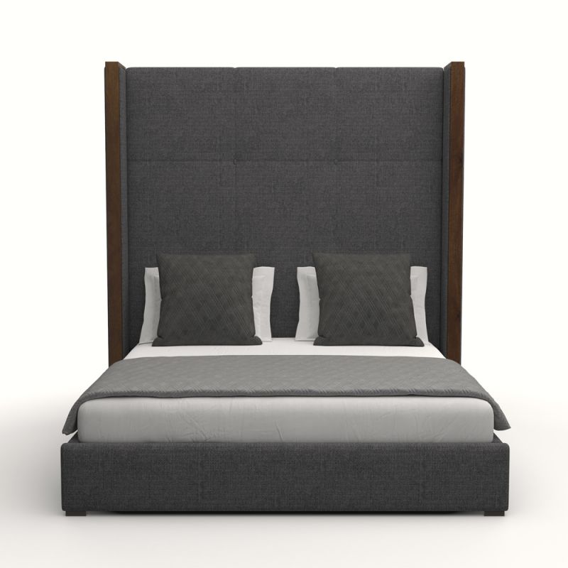 Nativa Interiors - Irenne Simple Tufted Upholstered High California King Charcoal Bed - BED-IRENNE-ST-HI-CA-PF-CHARCOAL