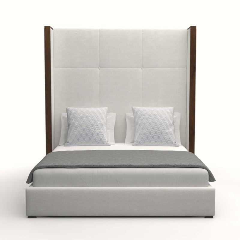 Nativa Interiors - Irenne Simple Tufted Upholstered High Height California King Off White Bed - BED-IRENNE-ST-HI-CA-PF-WHITE